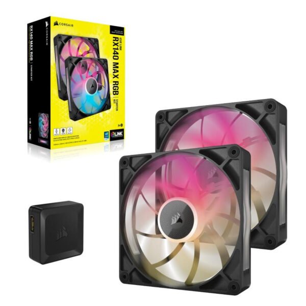 Corsair iCUE LINK RX140 MAX RGB Boitier PC Ventilateur 14 cm Noir 2 pièce(s) – Image 4