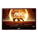 AOC 16G3 téléviseur et moniteur portables Moniteur portable Noir, Rouge 39,6 cm (15.6″) TFT 1920 x 1080 pixels