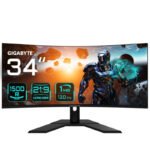 GIGABYTE GS34WQC 34&Prime; Moniteur de jeu incurvé WQHD – 3440 x 1440, 120Hz, 1ms, 300 cd/m², FreeSync Premium, prêt pour HDR, HDMI 2.0, DisplayPort 1.4