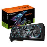 GIGABYTE AORUS GeForce RTX 5080 MASTER 16G Carte Graphique – 16GB GDDR7, 256 bits, PCI-E 5.0, 2805MHz Core Clock, 3 x DisplayPort, 1 x HDMI, GV-N5080AORUS M-16GD