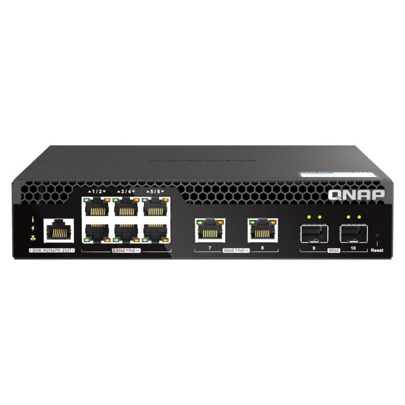 QNAP QSW-M2106PR-2S2T commutateur réseau Géré L2 10G Ethernet (100/1000/10000) Connexion Ethernet, supportant l'alimentation via ce port (PoE) 1U Noir – Image 3