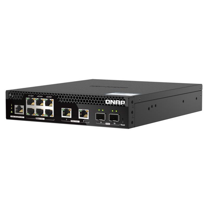 QNAP QSW-M2106PR-2S2T commutateur réseau Géré L2 10G Ethernet (100/1000/10000) Connexion Ethernet, supportant l'alimentation via ce port (PoE) 1U Noir