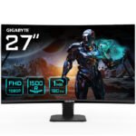 GIGABYTE GS27FC Écran gaming incurvé 27&Prime; FHD – 1920 x 1080, 180Hz, 1ms, 250 cd/m², FreeSync Premium, HDR Ready, HDMI 2.0, DisplayPort 1.4
