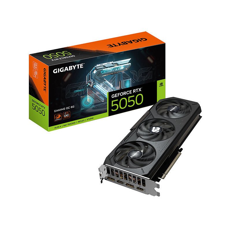 GIGABYTE GeForce RTX 5050 GAMING OC 8G Carte Graphique - 8GB GDDR6, 128bit, PCI-E 5.0, 2632MHz Fréquence du c?ur, 2 x DP, 2 x HDMI, NVIDIA DLSS 4, GV-N5050GAMING OC-8GD