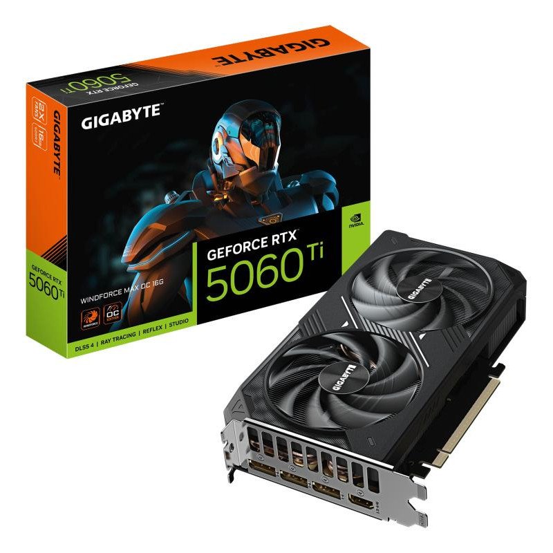 GIGABYTE GeForce RTX 5060 Ti WINDFORCE MAX OC 16G Carte Graphique ? 16 Go GDDR7, 128 bits, PCI-E 5.0, 2587 MHz Fréquence du processeur, 3 x DisplayPort, 1 x HDMI, NVIDIA DLSS 4, GV-N506TWF2MAX OC-16GD